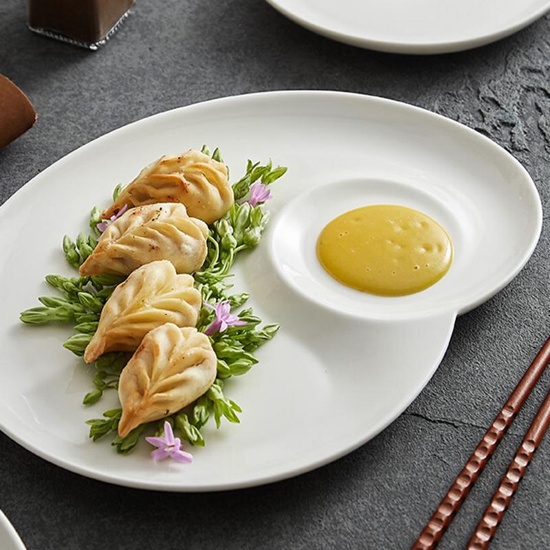 Household Ceramic Plate 6.4 inch New White Spiral Dividing Dining Tableware Europen Solid Underglaze Colour Dumplings Sushi Dish