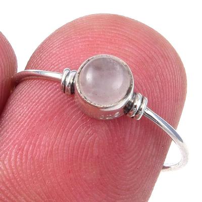 Natural Rose Quartz Gemstone Handmade 925 Solid Sterling Silver Ring Size 7 H2e26