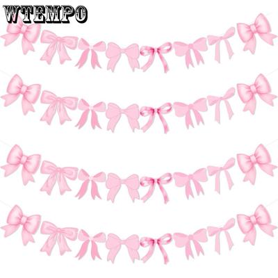 5pcs Pink Bow Garlands Banner Pink Bow Banner Bow Party Decortions for Bow Birthday Decorations Bows Party Decor Pink Bowknot Banner