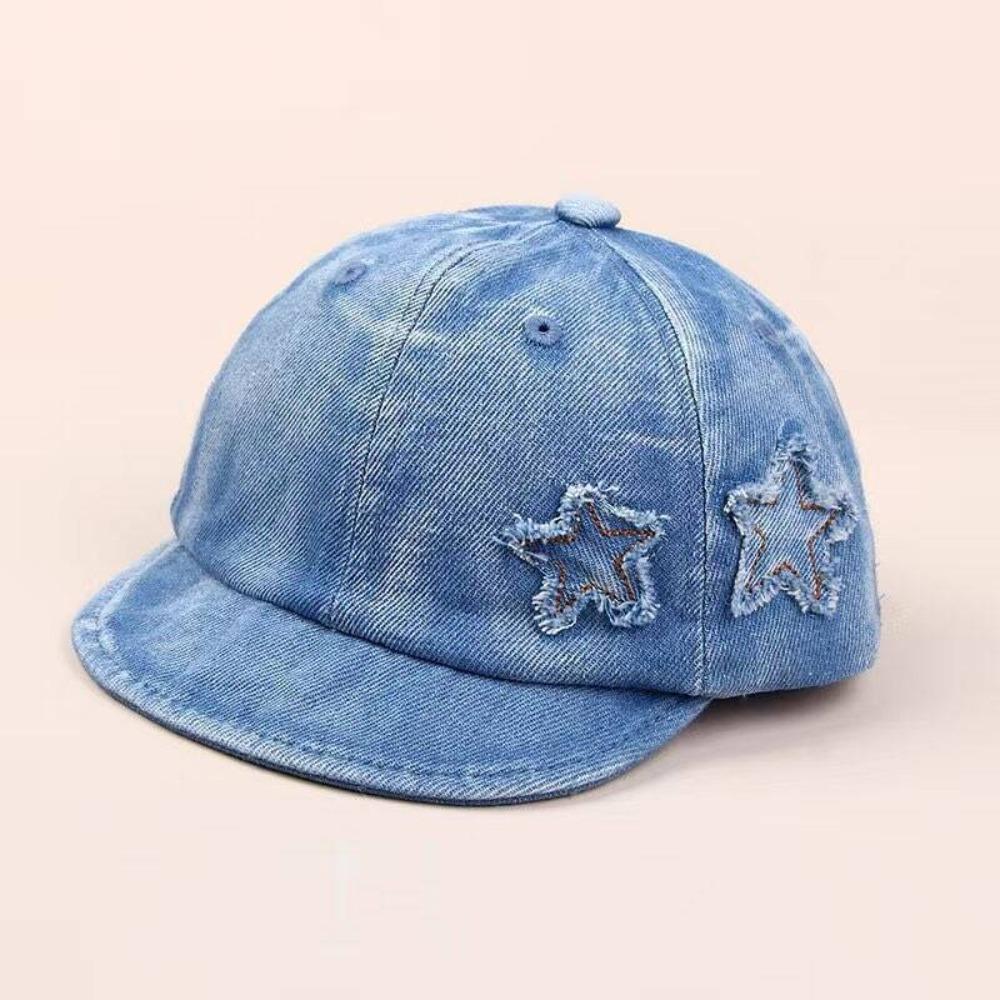 

Washed Denim Baby Hats Star Outdoor Caps Cute Children s Baseball Cap Kids 3-24 Month синий