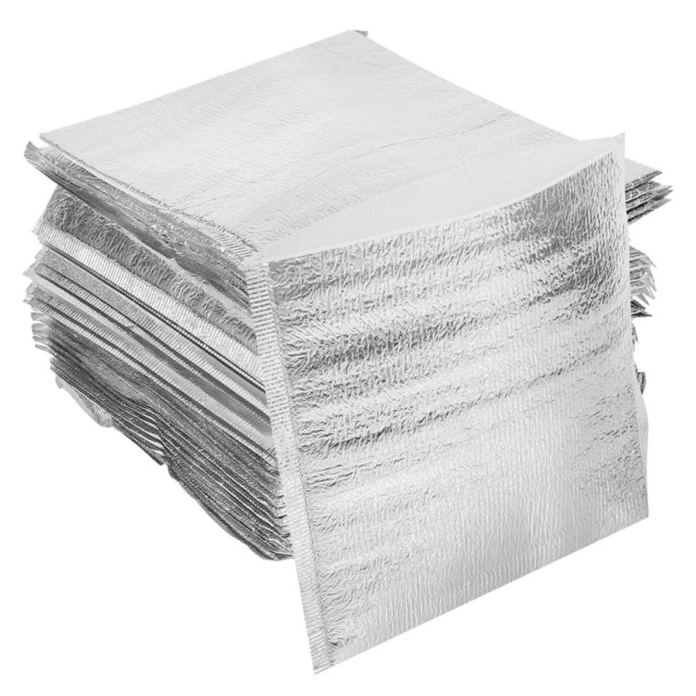 50pcs Waterproof Thermal Bag Aluminum Foil Cooler Bag Disposable Proof Insulation Bag  Food Delivery