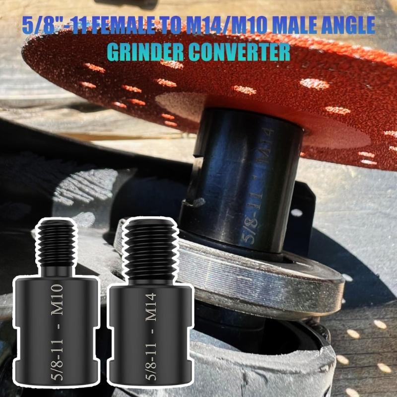 4Pieces Grinders Conversion Set Transform 5/8~11 Female Thread To M 10 M 14 Male for Various Power Tool Featuring Stable Alloy Steel Construction
