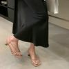 French niche silver sandals thick heel fairy shoes 2025 new summer with skirt thin belt temperament high heels
