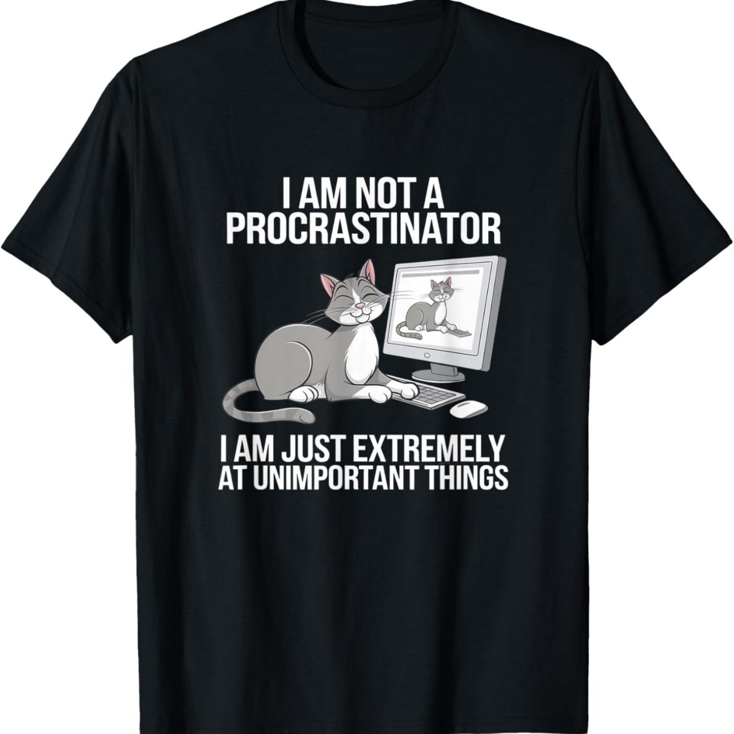 I Am Not a Procrastinator Just Extremely Productive Cat Meme T-Shirt S чёрный