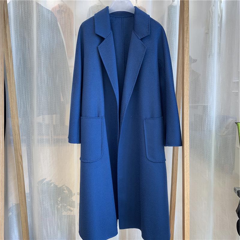 M Family Water Ripple High-End Women's Double-Sided Cashmere Coat