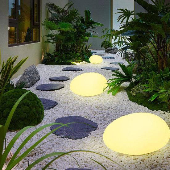 Solar Cobblestone Pathway Light, Garden Rock Solar LED Light, Waterproof Outdoor Stone Light for Patio Lawn Yard Porch