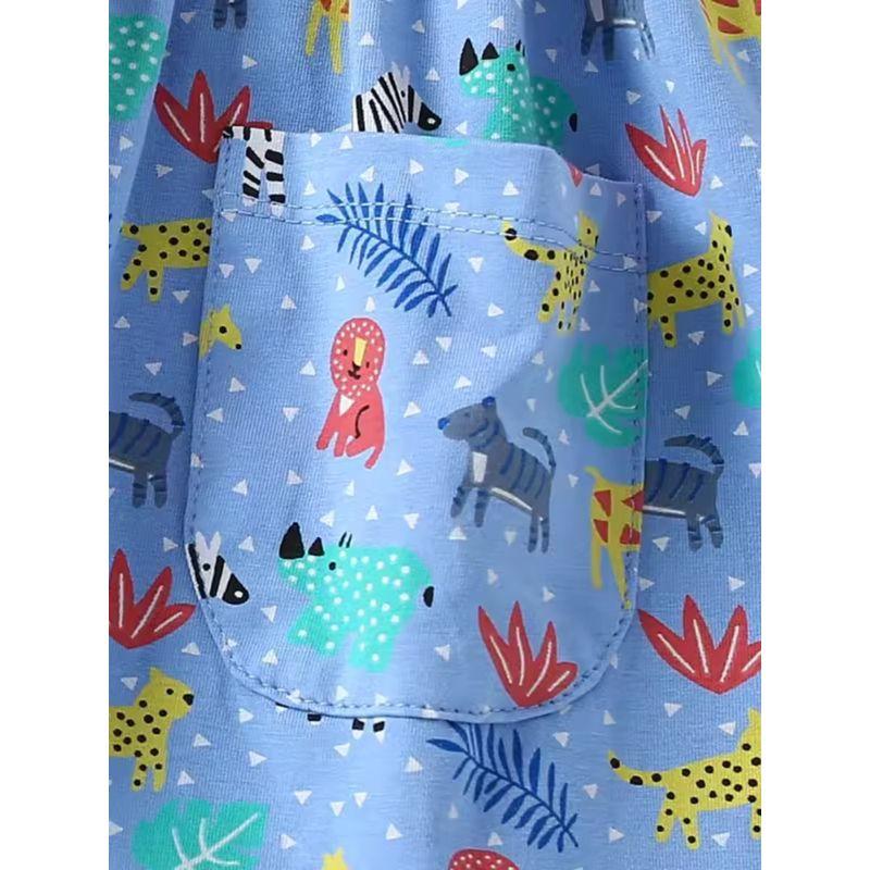 Trade Girls' Dress, Summer New Style, European and American Style, Casual Round Neck Short-Sleeved Dress for Young Children, Trendy Little Girl Dress