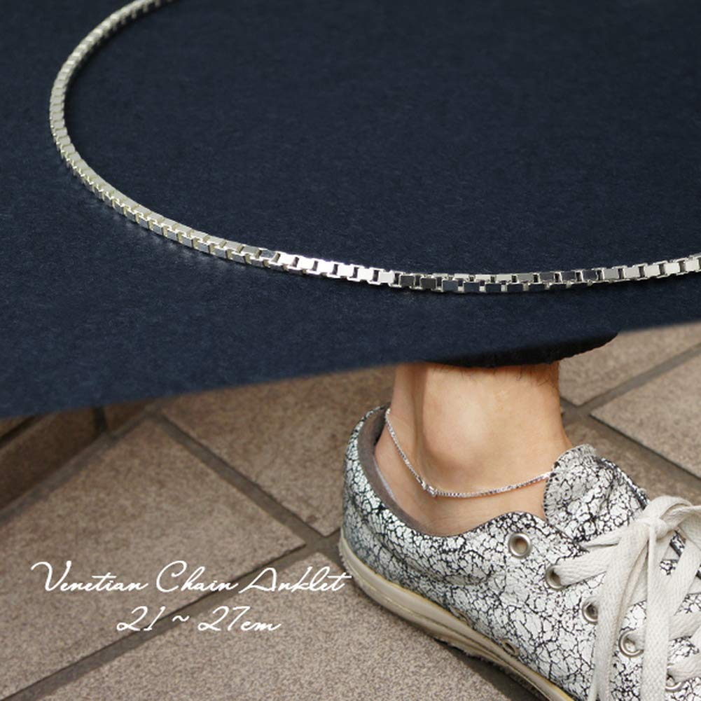 Gin No Venetian Chain Silver 925 Length and [Shinjuku Kura] Anklet, 21-27cm (21cm), Simple, Ankle, Silver, Silver925, SV925, Men's Women's