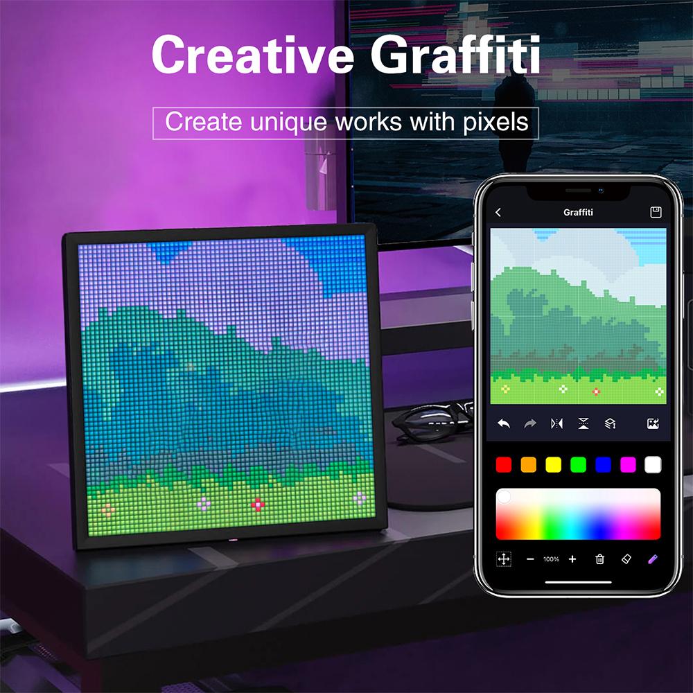 Smart Dynamic Pixel Screen Desktop Decorative Light Bedside Night Light with 4096 LEDs and 16 Million RGB Color Options