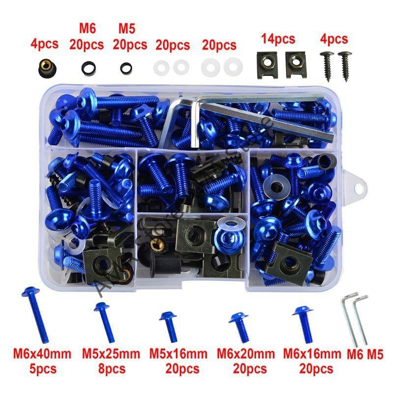 X7JF 177PCS/Set Alloy M6 Fairing Bolts Bodywork Screws Nut For Motorcycle