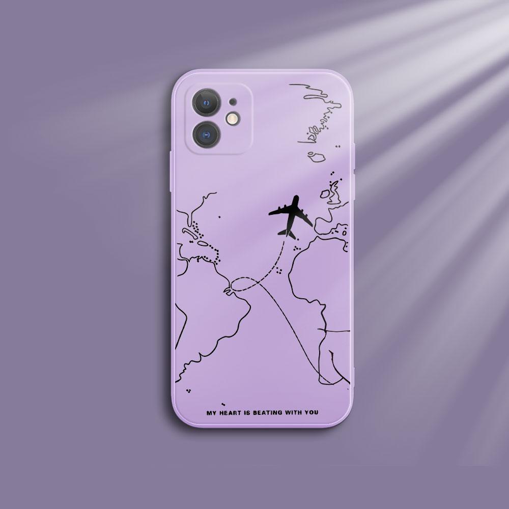 Travel-nspired Airplane Route Design Phone Case For iPhone 15 Pro Max 14 13 12 11 16 XS X XR 7 8 Plus SE Shockproof Soft Cover