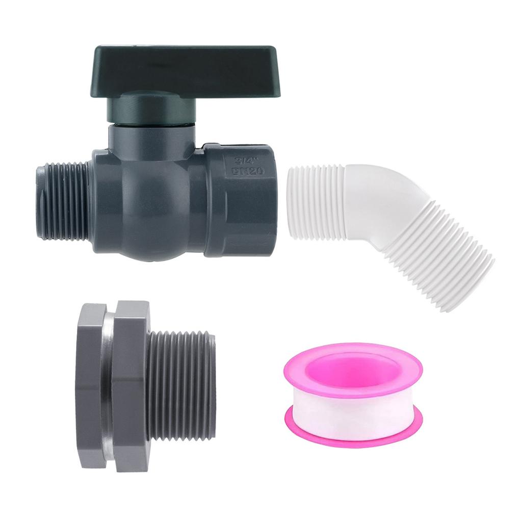 Rain Barrel Spigot Kit With 3/4 Inch PVC Ball Valves Adapters For Water Tank Garden Irrigation Accessories