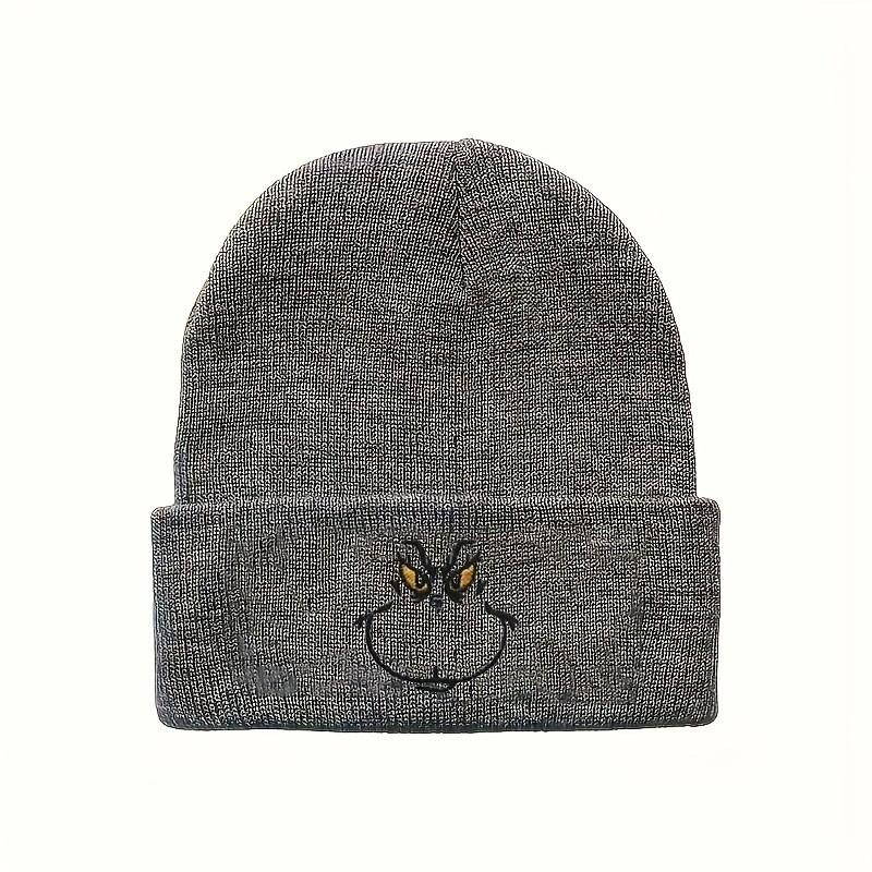 Stylish Cartoon Expression Embroidered Pullover Hat For Cold Weather Protection