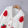 European & American New Strawberry Knitted Cardigan: Women's V-Neck Loose Lantern Sleeve Sweater