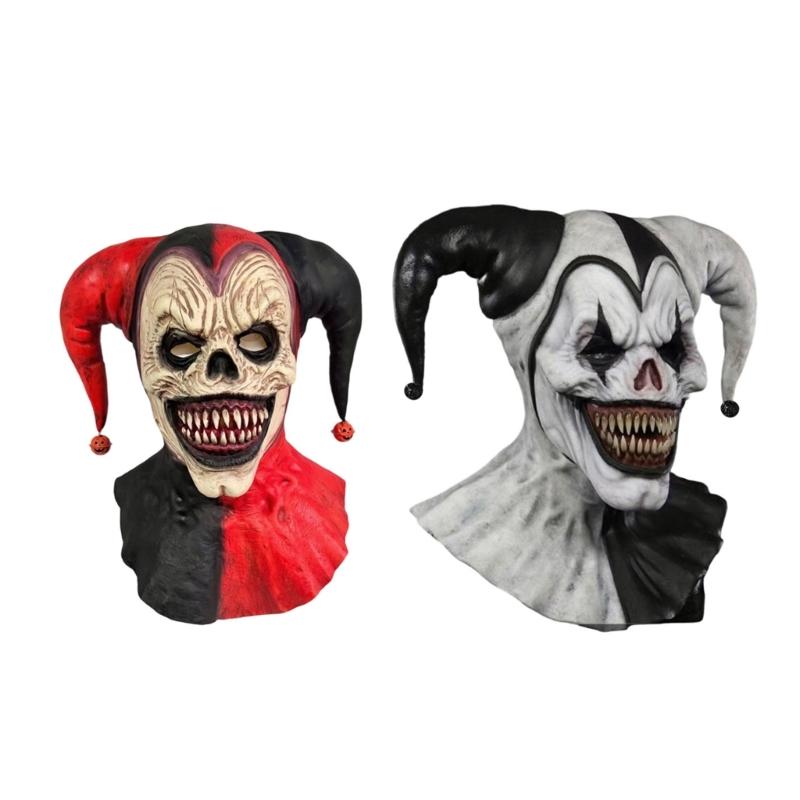 Eye Catching Full Head Clown Mask for Adults Halloween Cosplay Adjustable Eye Holes Latex Party Costume Prop