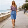 Womens Summer Casual Lounge Shorts Elastic Waist Drawstring Loose Fit Long Bermuda Shorts with Pockets for Daily Beach Travel