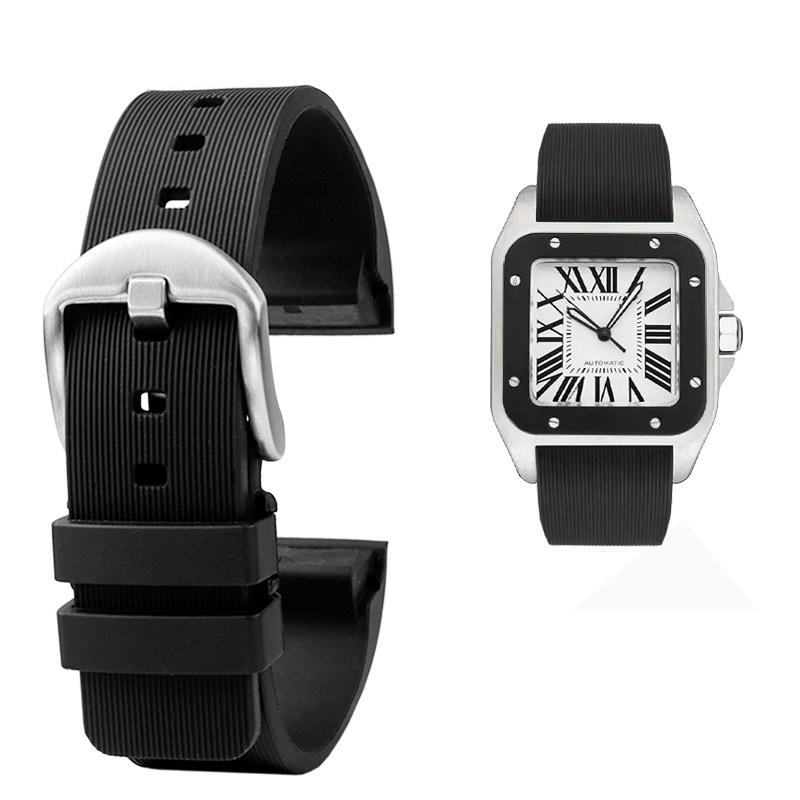 

Класичний 20 23 мм ремінець для годинника Cartier Santos Sandoz Santos 100 Series Силіконовий ремінець для годинника Гумовий для чоловіків і жінок Аксесуари для годинників 23mm