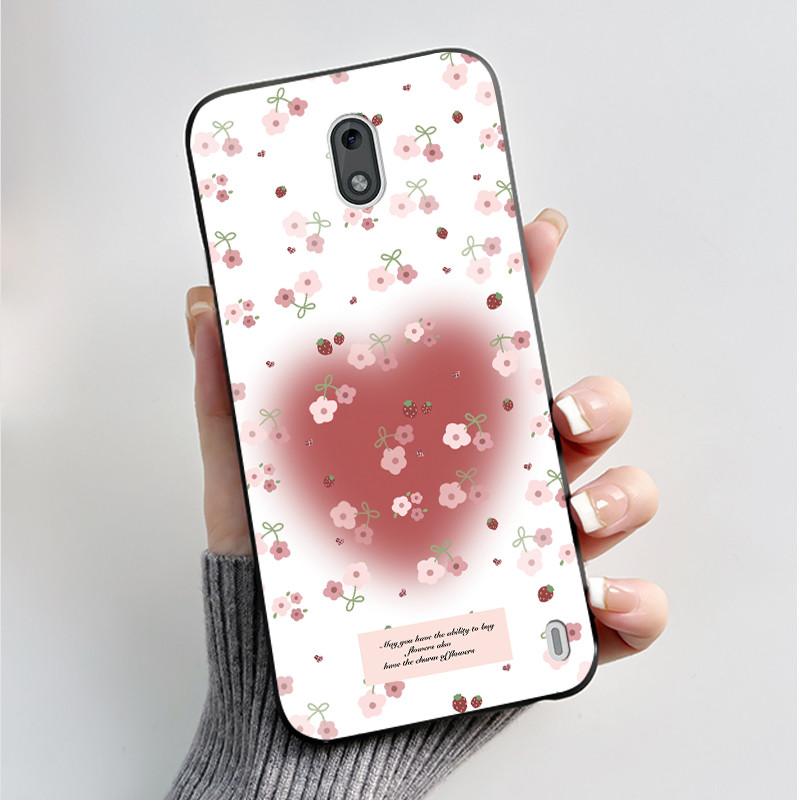 Printing Pattern Case For Nokia 2 / Nokia 2.2 / Nokia 2.1 Fundas Soft Silicone Black Shell Cover Cute Flower Cartoon Casing Capa