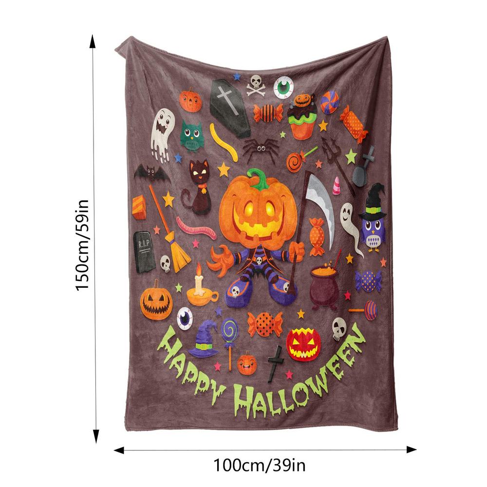 Spooky Blanket Halloween Horror Ghost Pumpkin Witch Blankets And Throws Soft Halloween Fall Blanket Warm Blanket For Napping