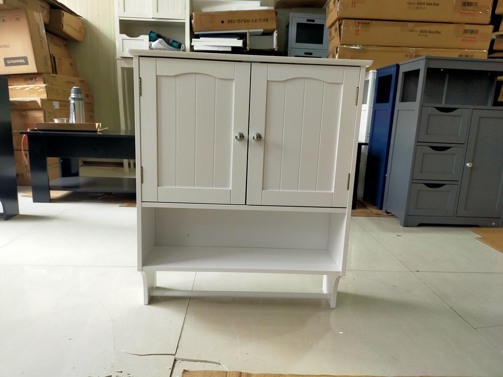 Mobile da Bagno Bianco Porta Asciugamani da Parete, Armadietto Medico da Bagno con 2 Ripiani Regolabili, Adatto per Lavanderia, Cucina, Bagno