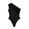 2025 European & American One-Shoulder Ruched Bodysuit: Sexy, Slim Fit Summer Top