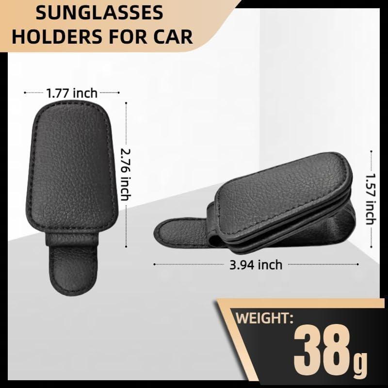 Sunglass Holder for Car Visor Sunglasses Clip Magnetic Leather Glasses Eyeglass Holder Truck Interior Car Accessories Black/1PCS