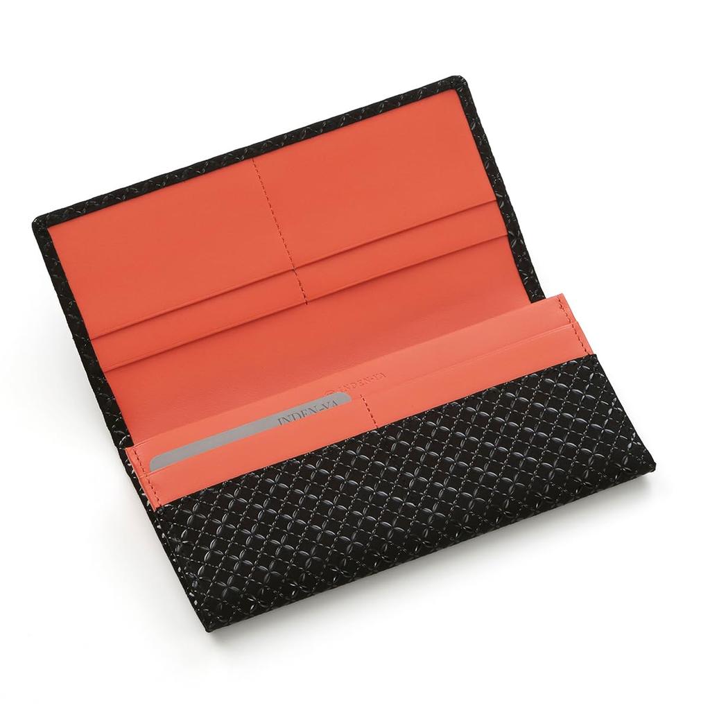 [Inden-ya] Inden HISOCA Hisoka Traditional Craft Koshu Inden Deerskin Lacquer Original Brand Wallet Black with Black Lacquer and Shippo Pattern