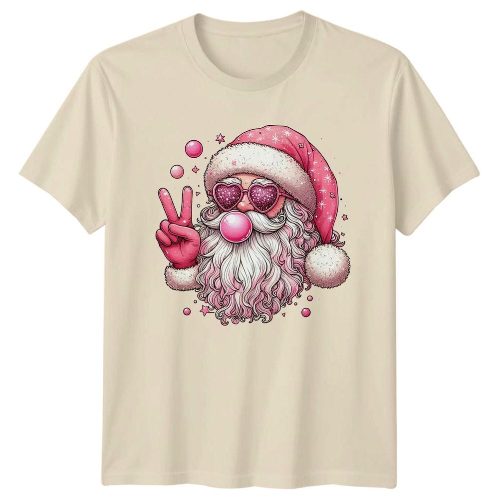 Pink Santa Claus Christmas Holiday Graphic Unisexs TShirt Unisexs Tee