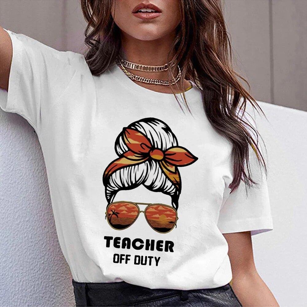 T Shirt For Women 2024 Printed Rainbow Teacher Casual Gift Harajuku Tee Shirts Lady Summer Short Sleeve Tops FeUnisex Unisex Tshirt
