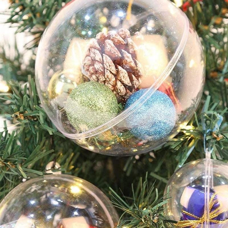 5/6/8/10cm Transparent Plastic Ball Christmas Tree Pendant Home Decoration Ball Christmas Hanging Gift Box New Year's Supplies