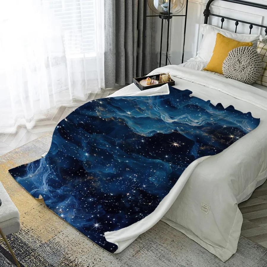 Cosmic Starry Blanket Microfiber Flannel Cover Blanket Bedroom Living Room Sofa Soft And Comfortable Home Decoration