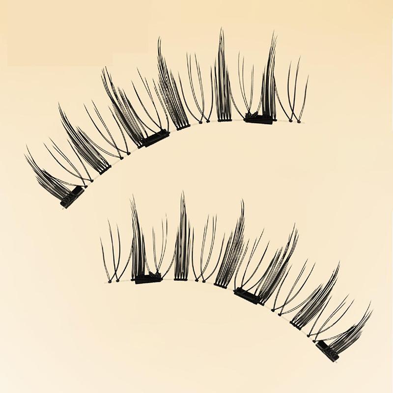 Magnetic Eyelashes Set 1 Pair Reusable No Glue Needed False Eyelashes With Magnetic Tweezers Curly Faux Lashes Makeup Tool