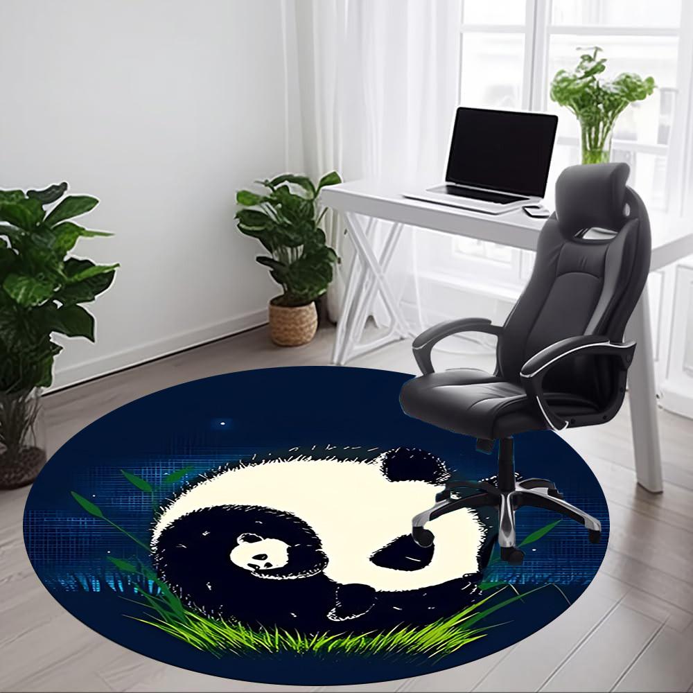 1pc Panda Night Office Round Area Rug, Indoor Mat Suitable For Office, Under Office Chairs Bedroom Living Room Home Decor, Room Deco