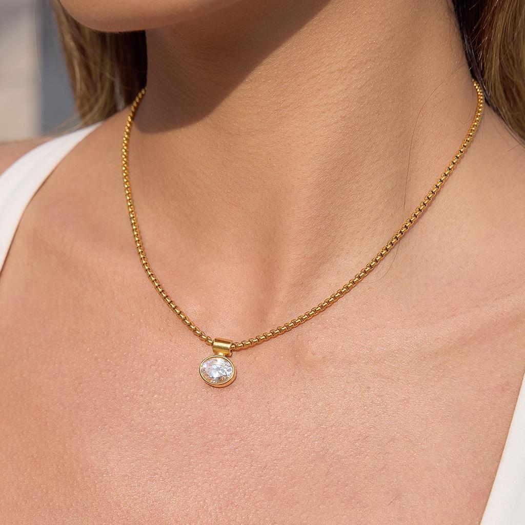 Titanium Steel Zircon Pendant Necklace Accessories Collarbone Chain European and American Stainless Steel