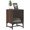 Nightstands with Glass Doors 2 Pcs Brown Oak Effect 35 X 37 X 50 Cm