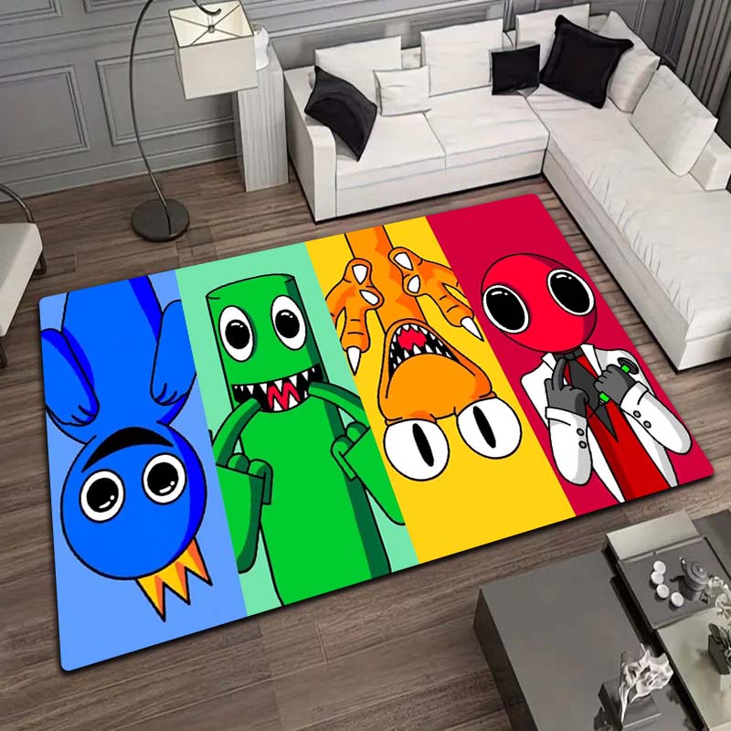 R Rainbows Friends Spielcharakter Druck Teppich rutschfest weich Boden Teppich Spielzimmer Schlafzimmer Geschenk Innen Wohnkultur