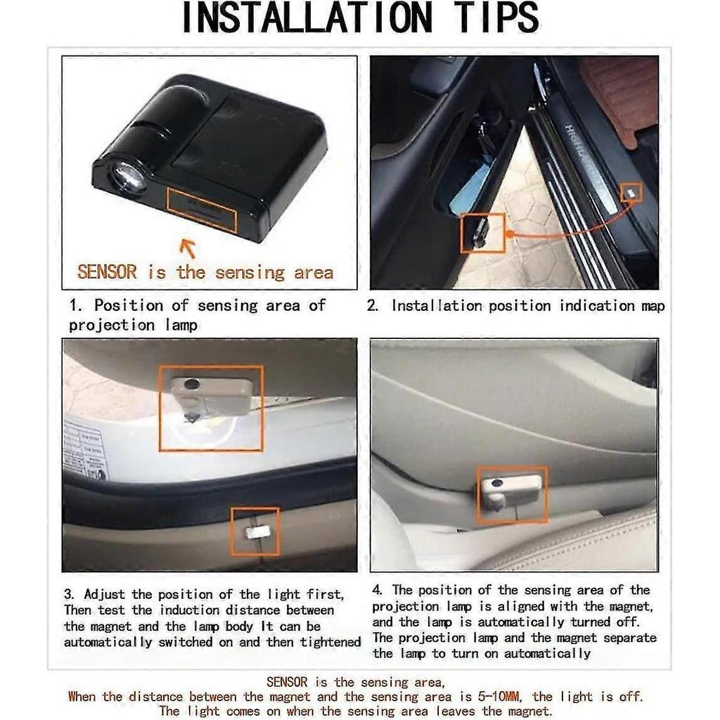 Car Welcome Light For Peugeot 106/107/108/206/207/208, Led Car Door Projector Car Door Light Car Decoration Accessories,b 4pcs-9192339812681