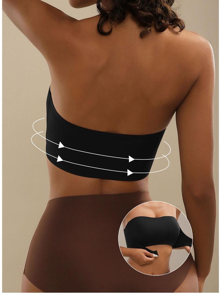 Bezešvá podprsenka bez ramínek s předním zapínáním - Bez kostic, nabíraný bandeau design