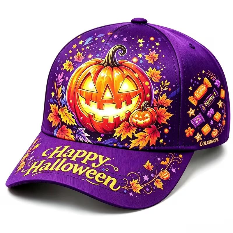 D Hot Sale Halloween Garden Morning Wear Baseball Cap Digital Printing Festival Celebration Pumpkin Cap
