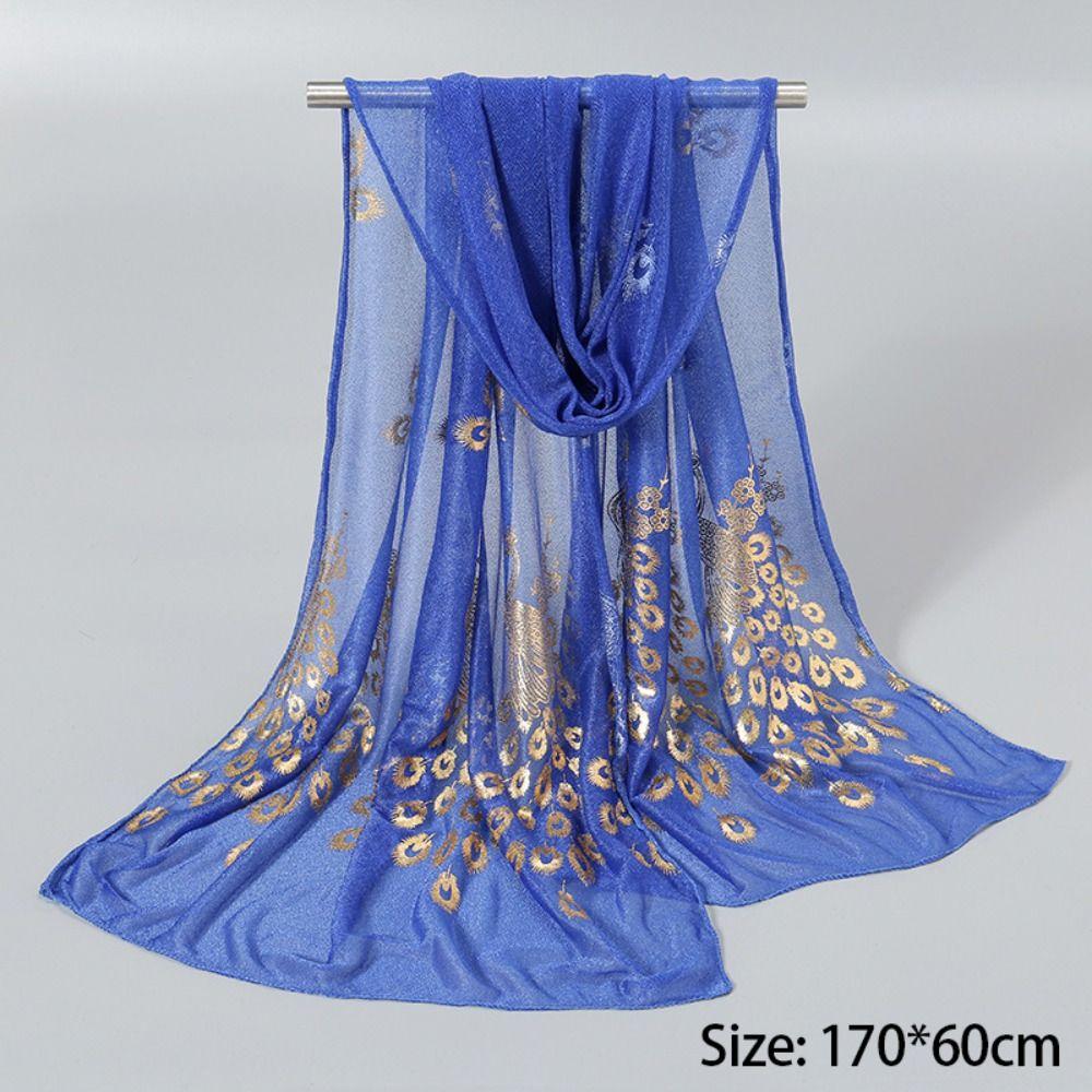 Windproof Sunscreen Scarf Peacock Printed Beach Towel Fashion Shawl Travel