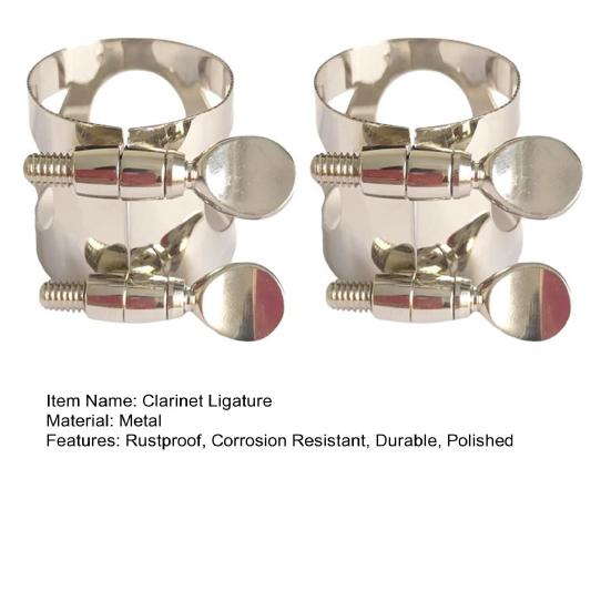 Clarinet Ligature Clarinet Mouthpiece Ligature with Adjustable Screws Rustproof Polished Surface B Flat Silver Clarinet Ligature