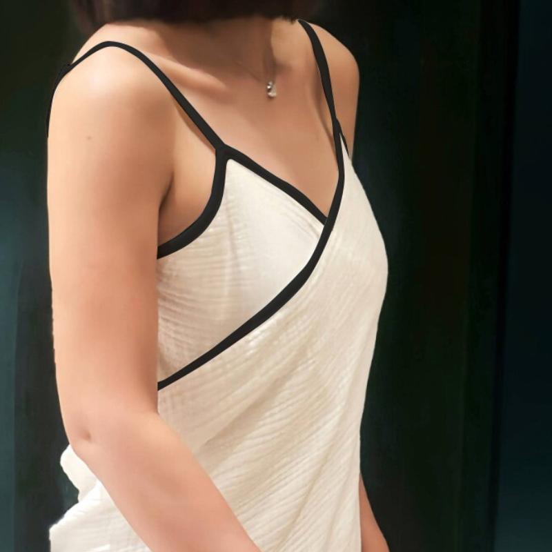 

Женское носимое банное полотенце-обертывание из чистого хлопка с бретелями и открытой спиной, дышащее и впитывающее полотенце Black Trim