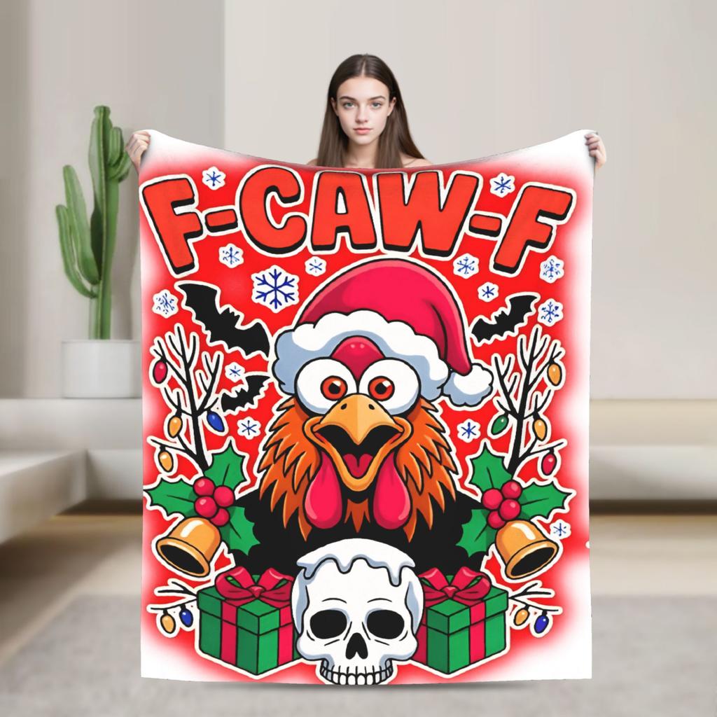 Warm Soft Blanket Girls Boys Picnic F-Caw-F Chicken Cartoon Bedding Throws Flannel Bedspread For Living Room Sofa Bed Cover