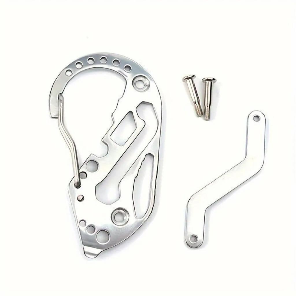 1 stainless steel multi-tool keychain with a screwdriver and bottle opener—the perfect choice for camping gear