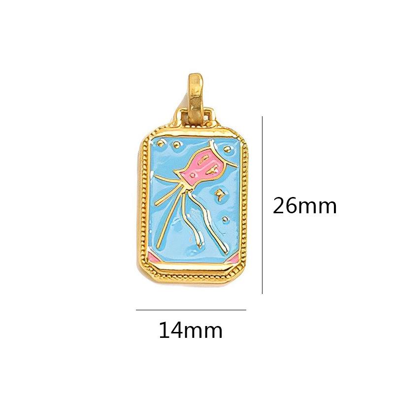 mysterious Personality Tarot card charm for women Oil-Dripping Stainless Steel Gold Color Pendant DIY Making Jewelry Accessories