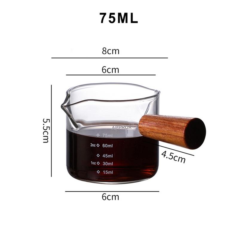 70/75/150ml Double Mouth Heat Resistant Glass Measuring Cup Coffee Cup High Borosilicate Glass Espresso Transfer Cup Milk Cup 70-150ml