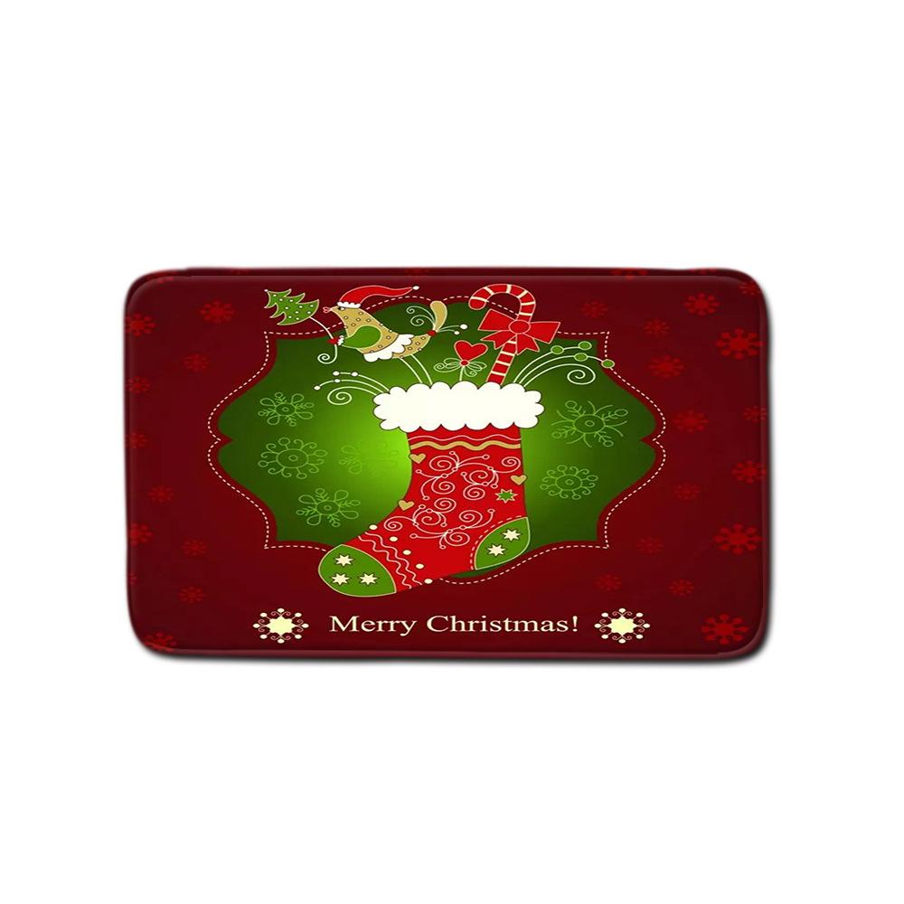 Christmas Bathroom Non-Slip Doormat Bathroom Waterproof Shower Curtain Toilet Floor Mat Four-Piece Shower Room Absorbent Carpet