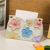 Artistic Colorful Flower Pattern Leather Tissue Holder Portable Napkin Dispenser Perfect For Home And Office Use