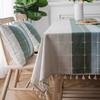 Striped Linen Tablecloth with Fringe Rectangular Table Cover Fresh Simple Elegant Dining Table Runner