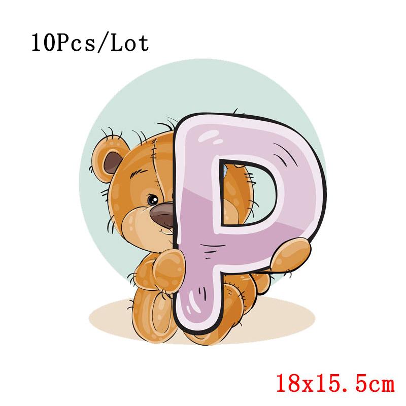 

10 шт./лот нашивки с буквами термонаклейка на одежду нашивки с мультяшным медведем для футболки термотрансфер для одежды наклейки термальные